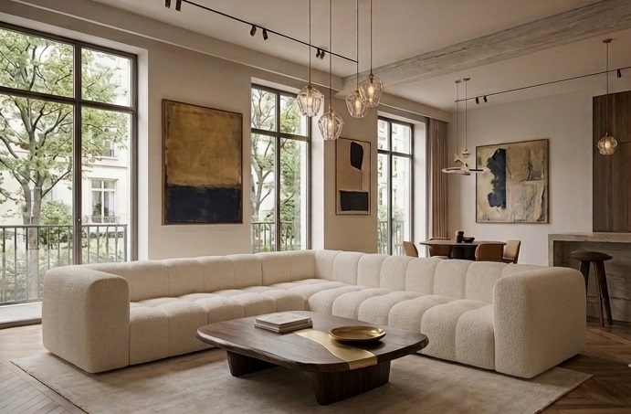 narożnik modułowy Serena prawy aranżacja soft loft
